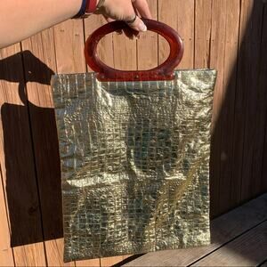 Vintage 60s Lady’s Pride gold foil convertible purse bag